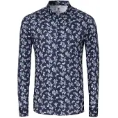 Desoto Skjorte med Print i Denim Blooming Navy Blå Mørkeblå måle