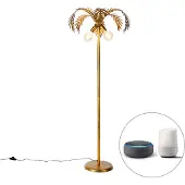 QAZQA Smart gulvlampe guld 156 cm inkl. 2 Wifi G95 - Botanica