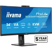 Iiyama ProLite XCB3497WQSNPH-B1 - LED-skærm - kurvet - 34 (31.3 til at se) - 3440 x 1440 UWQHD @ 120 Hz - VA - 300 cd/m² - 3000:1 - 0.4 ms - 2xHDMI, DisplayPort, USB-C - højtalere - mat sort