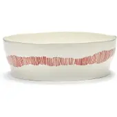 Serax Ottolenghi Feast salatskål Ø27,5 cm White stripes-red