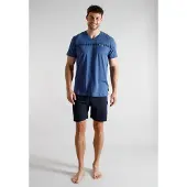 Tom Tailor Pyjamas kort natblå / safir / hvid