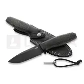 Lionsteel Acha AH B BLB Blackwashed M390, Black Burlap Micarta, Black Titanium Guard, fixed knife