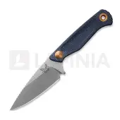 Benchmade Dacian Magnacut Satin kniv, blue denim micarta, leather sheath