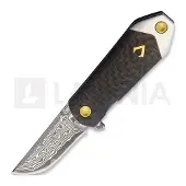 V Nives KillaBite Damascus foldekniv, carbon fiber