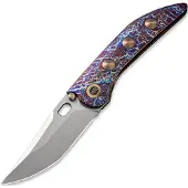 We Knife Attor, Flamed/Gold Ti, Polished BB