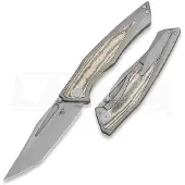 Bestech Togatta - Blastwash - Titanium foldekniv, Canvas Micarta, grøn