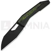 We Knife Inceptus foldekniv, Black Ti & Green/Black CF, Black Stonewash