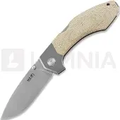 MKM Knives Hero - Stonewashed - Canvas Micarta foldekniv, natural