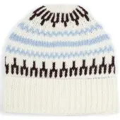 KnowledgeCotton Apparel hue i uld med print, offwhite Off-white Hvid