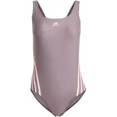 Adidas Dame 3-Stripes Svømmedragt Shadow Fig/Pink Spark