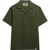 Superdry Superdrytil mænd. M4011123A Merchant Struktureret grøn skjorte (XL), Casual, Bomuld, Korte ærmer