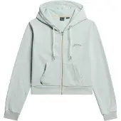 Superdry Superdrytil kvinder. W2012286A Hættetrøje med lynlås og Essential Logo Cropped-logo, lyseblå (M), Casual, Bomuld