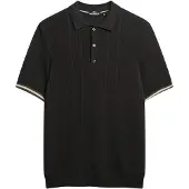 Superdry Superdrytil mænd. M1110441A Poloshirt med tekstur, sort (XXL), Casual, Bomuld, Korte ærmer