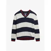 Superdry Superdrytil kvinder. W6110703A Stribet oversize trøje hvid (S), Casual, Bomuld, Lange ærmer