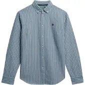 Superdry Superdrytil kvinder. W4010565A Slim fit oxfordskjorte blå (L), Casual, Bomuld, Lange ærmer