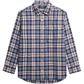 Superdry Superdrytil kvinder. W4010500A Ternet flannel boyfriend-skjorte blå (XS), Casual, Bomuld, Lange ærmer
