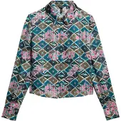 Superdry Superdrytil kvinder. W6012006A Flerfarvet gennemsigtig skjorte (S), Casual, Viscose, Lange ærmer