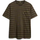 Superdry Superdrytil mænd. M1012043A Struktureret, stribet t-shirt med brun lomme (XXL), Casual, Bomuld, Korte ærmer