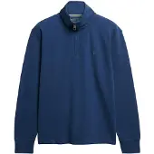 Superdry Superdrytil mænd. M2014342A Blå RIB Half sweatshirt med halv lynlås (XL), Casual, Bomuld
