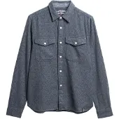 Superdry Superdrytil mænd. M4011019A Merchant Heavy Flannel Shirt blå (L), Casual, Bomuld, Lange ærmer