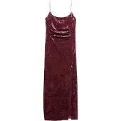 Superdry Superdrytil kvinder. W8011729A Lang fløjlskjole Diamonte rødbrun (M), Party, Polyester, Uden ærmer/stropper