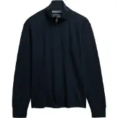 Superdry Superdrytil mænd. M2014342A Sweatshirt med kort lynlås RIB Half marineblå (XL), Casual, Bomuld