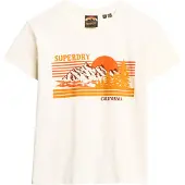 Superdry Superdrytil kvinder. W1011574A Stribet slim fit T-shirt Udendørs hvid (L), Casual, Bomuld, Korte ærmer