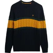 Superdry Superdrytil mænd. M6110710A Jersey Cotton Stripe Cable marineblå (M), Casual, Bomuld