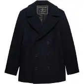 Superdry Superdrytil mænd. M5012382A Abrigo Merchant Wool Blend PEA marino (L), Casual, Bomuld, Klassisk, Blå
