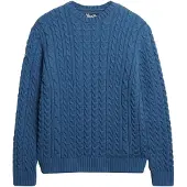 Superdry Superdrytil mænd. M6110697A Jacob Cable-trøje blå (L), Casual, Akryl