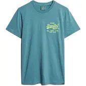 Superdry Superdrytil mænd. M1011922A Fluor T-shirt med blåt Vintage-logo (S), Casual, Bomuld, Korte ærmer