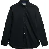 Superdry Superdrytil mænd. M4011064A Essentials Tailored Lite Shirt sort (S), Bomuld, Klassisk, Lange ærmer