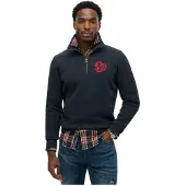 Superdry Superdrytil mænd. M2014475A Sweatshirt Neon Half Zip Track navy (XL), Casual, Bomuld, Blå