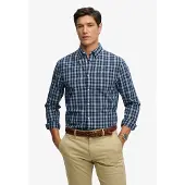 Superdry Superdrytil mænd. M4011107A Preppy Poplin skjorte marineblå (XL), Casual, Bomuld, Lange ærmer