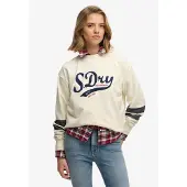 Superdry Superdrytil kvinder. W2012596A Varsity Script Loose Loose sweatshirt i beige (S), Casual, Bomuld