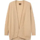 GOBI Cashmere Cardigan 'Ajour Knit Open-Front Cashmere Cardigan' beige