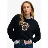 Superdry Superdrytil kvinder. W2012579A Sweatshirt Crest navy (S), Casual, Bomuld, Blå