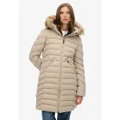 Superdry Superdrytil kvinder. W5011999A Fuji Faux beige frakke (M), Casual, Genanvendt polister, Bæredygtig