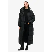 Superdry Superdrytil kvinder. W5011800A Lang sort quiltet frakke (XL), Casual, Genanvendt polister, Bæredygtig