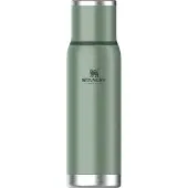 Stanley The Adventure To-Go Bottle 1.1QT, Hammertone Green 10-10819-060 insulated bottle with pour-through stopper and cup, 1L