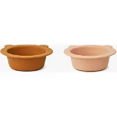 Liewood Skål m. Sugekop - 2-pak - Silikone - Peony - Mustard/Tus - - OneSize - Skål