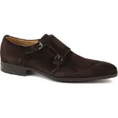 Giorgio Armani Amalfi Sko Monk Strap Ruskind Brun måle