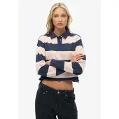 Superdry Athletic Essential Cropped Stripe Rugby Polo Med Lange ærmer