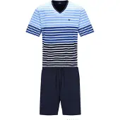 Hajo Pyjamas kort blå / marin / royalblå / hvid
