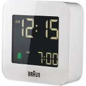 Braun BC08, Digital alarmur, Firkant, Hvid, 12/24h, LCD, Batteri