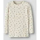 Lil´ Atelier Bluse - Rib - NmfGago - Turtledove/Floral - - 6 år (116) - Bluse