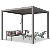 PRIMEYARD 3x3m Pergola, lameltag, perlegrå