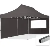 TOOLPORT 3x6m, aluminium, easy-up-pavillon, 2 sidedele, mørkegrå