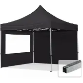TOOLPORT 3x3m, aluminium, easy-up-pavillon, 2 sidedele, sort