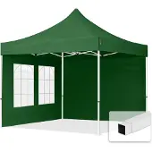 TOOLPORT 3x3m, stål, easy-up-pavillon, 2 sidedele, mørkegrøn